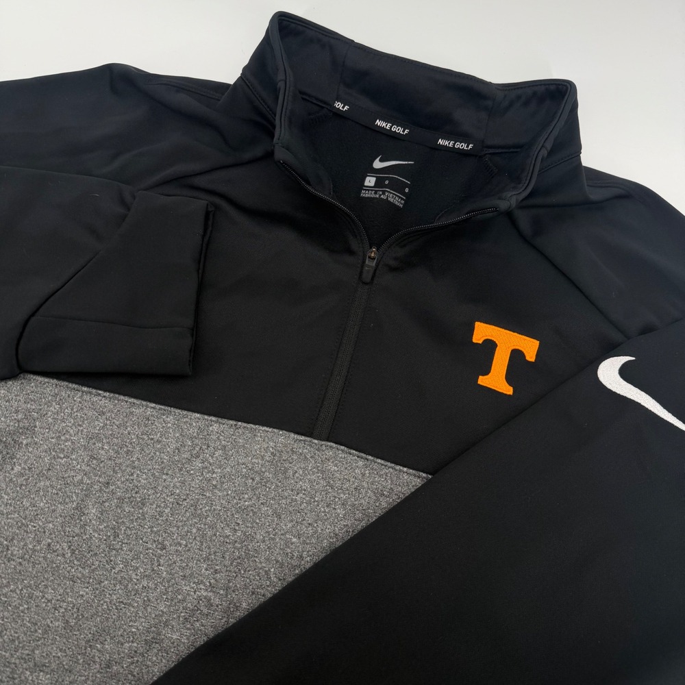 Nike Golf Pullover Men Large Black Grey Tennessee Volunteers 1/4 Zip